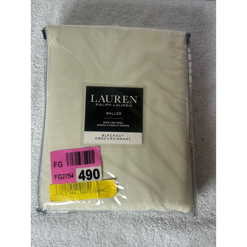 Lauren Ralph Lauren Waller Blackout Curtain Panel 52x63 Natural Cream Back Tab